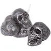 4 CRÂNES MÉTALLISÉS DÉCORATIFS 12CM GRIS