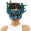 masque loup plume vert écaille irisé bleu adulte - générique 23387