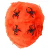 Toile d'araignée Orange avec 4 araignées noires