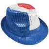 Chapeau adulte Borsalino tricolore France avec sequins (x1) REF/20199