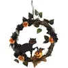 Couronne de porte petit chat noir 35 cm