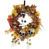 couronne de porte automnal crânes 45cm orange - générique 22972