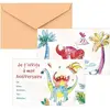P'tit Clown - Carton invitation - dinosaures - lot de 8 - ref 22482