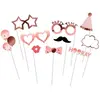 PTIT CLOWN 1 Kit 10 pièces Photobooth de fête rose gold: moustache, baiser, lunette, chapeau... REF/22740