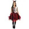 Costume arlequin avec froufrou - noir, rouge - adulte - S/M
