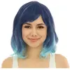 Perruque mi longue tie and dye bleue luxe adulte