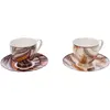 Coffret de 2 tasses à thé Bettina - - Décoré -