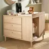 Commode-Îlot Bébé Décor Bois Chêne Suave Avec Rangements 3 Faces