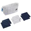 SAUTHON Trousse De Toilette En Double Gaze De Coton Et Carrés Éponge Blanc/bleu