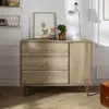 Sauthon Commode 3 Tiroirs Et 1 Porte Avec Détail Imitation Bois Texturé Et Pieds Bois Marron