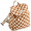 Sac À Dos Maternelle En Coton Imprimé Damier Caramel