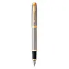 PARKER IM Stylo plume, métal brossé, plume moyenne, encre bleue, Coffr...