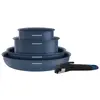 Batterie de cuisine 5 pièces poignée amovible bleu arthur martin am889...