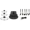 Arthur Martin Batterie de cuisine amovible 15 pièces 16-20-22-24-26 cm noir