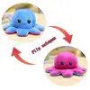Peluche poulpe réversible double face 40 cm -bleu + violet