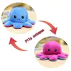 Peluche poulpe réversible double face 30 cm -bleu + violet