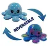 Peluche poulpe réversible double face 20 cm -paillettes bleu + pois bleu
