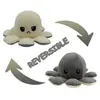 Peluche poulpe réversible double face 20 cm -gris + beige