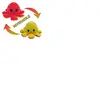 Peluche poulpe réversible double face 20 cm -jaune + rouge