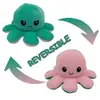 Peluche poulpe réversible double face 20 cm -rose clair + vert clair