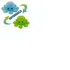 Peluche poulpe réversible double face 20 cm -bleu ciel + vert