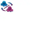 Peluche poulpe réversible double face 20 cm -violet + bleu