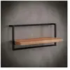 Pier import Etagère murale bord naturel en acacia massif cadre acier vieilli L65cm