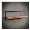 Pier import Etagère murale bord naturel en acacia massif cadre acier L100cm