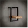 Pier import Etagère murale bord naturel en acacia massif cadre acier vieilli L20cm