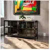 Pier import Buffet industriel vitré en métal vieilli et verre 4 portes L180cm