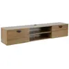 Meuble TV suspendu 160 cm industriel bois clair - Oviala Jessy