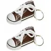 Sachet de 2 porte-clés Baskets 7,5cm en tissu, Chocolat