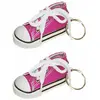 Sachet de 2 porte-clés Baskets 7,5cm en tissu, Fuchsia