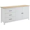 Altobuy TINA - Buffet Bas 2 Portes 3 Tiroirs Bois Ciré et Blanc