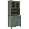 Altobuy TINA - Buffet Haut 4 Portes 2 Tiroirs Bois Ciré et Vert
