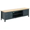 Altobuy TINA - Meuble TV 1 Porte 2 Tiroirs Bois Ciré et Bleu Pétrole