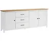 Altobuy TINA - Buffet Bas 3 Portes 3 Tiroirs Bois Ciré et Blanc