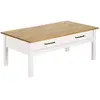 Altobuy TINA - Table Basse Rectangulaire 1 Tiroir Bois Ciré et Blanc