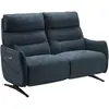 Altobuy LISBOA - Canapé Relax Electrique 2 Places Tissu Bleu Pieds Métal