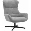 Altobuy BORIS - Fauteuil Tissu Peluche Gris Pied Pivotant Métal Noir -