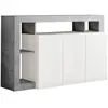 ALTOBUY Arturo - buffet 3 portes blanc laqué encadrement niches finition aspect cimento