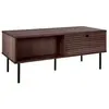 Altobuy Table basse 2 tiroirs effet tasseaux teinté chêne foncé