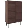 Altobuy LOWAN - Buffet Haut 2 Portes Effet Tasseaux Teinté Chêne Foncé -