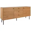 Altobuy LOWAN - Buffet 3 Tiroirs 2 Portes Effet Tasseaux Teinté Chêne Clair -