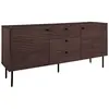 Altobuy LOWAN - Buffet 3 Tiroirs 2 Portes Effet Tasseaux Teinté Chêne Foncé -