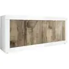 ALTOBUY Otello - buffet 4 portes finition blanc laqué et aspect bois antik