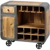 Altobuy Edwin - Meuble Bar Multi-Rangements Acier et Bois Massif