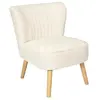 ALTOBUY KELIOS - Fauteuil en Tissu Bouclettes Blanc Pieds Bois Naturel
