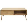 ALTOBUY MAYA - Table Basse 1 Tiroir Effet Bois et Façade Rotin