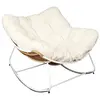 ALTOBUY MERIDA - Fauteuil à Bascule Blanc avec Assise Capitonnée et Bouclettes